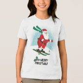 Frohe Weihnachten Skiing Santa Claus | Urlaub Tri-Blend Shirt (Vorderseite)