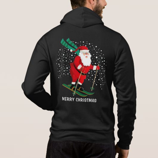 Frohe Weihnachten Skiing Santa Winter Personalisie Hoodie (Rückseite)