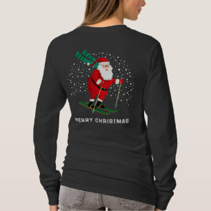 Frohe Weihnachten Skiing Santa Winter Personalisie T-Shirt