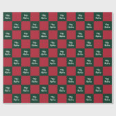 Frohe Weihnachten Skript Grün und Rot Schachbrett Geschenkpapier (Flach)