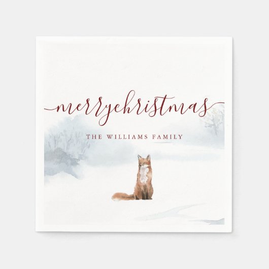 Frohe Weihnachten Skript Winter Fuchs Feiertag Serviette (Vorderseite)