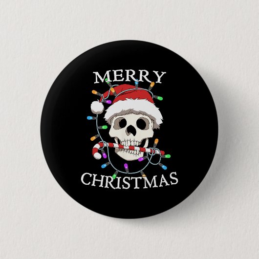 Frohe Weihnachten Skull Skeleton Männer Frauen Button (Vorderseite)