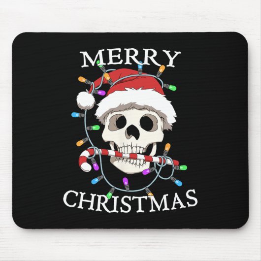 Frohe Weihnachten Skull Skeleton Männer Frauen Mousepad (Vorne)