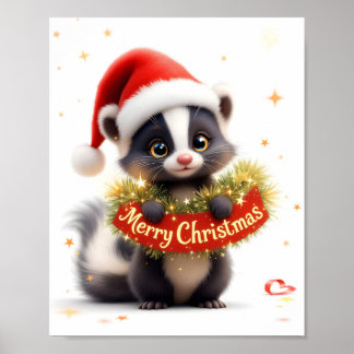 Frohe Weihnachten Skunk Print Poster