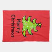 Frohe Weihnachten Skurriles Baumdesign Geschirrtuch (Horizontal)