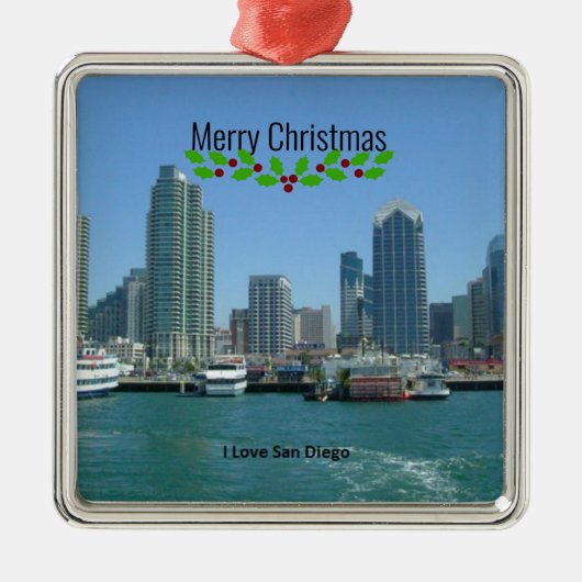 Frohe Weihnachten, Skyline von San Diego, Ornament Aus Metall (Vorne)