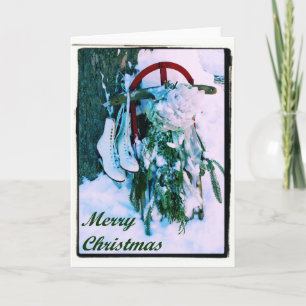 Frohe Weihnachten - Sled & Ice Skate Card