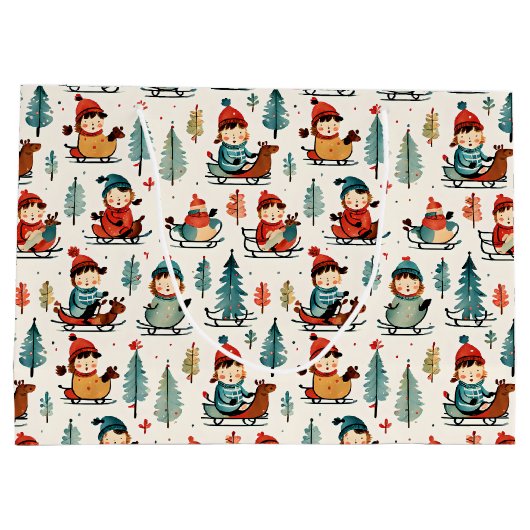 Frohe Weihnachten | Sledchildren Weihnachten Große Geschenktüte (Rückseite)