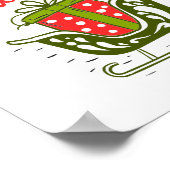 Frohe Weihnachten Sleigh Present Red Green Holiday Poster (Ecke)