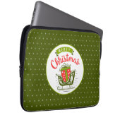 Frohe Weihnachten Sleigh Red Green Snowflake Muste Laptopschutzhülle (Vorne Rechts)