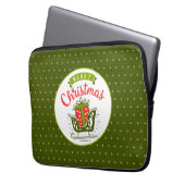 Frohe Weihnachten Sleigh Red Green Snowflake Muste Laptopschutzhülle (Vorderseite Links)