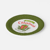 Frohe Weihnachten Sleigh Red Green Snowflake Muste Pappteller (Schrägansicht)