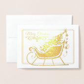 Frohe Weihnachten Sleigh Tree Familienurlaub Folienkarte (Vorderseite mit Umschlag)