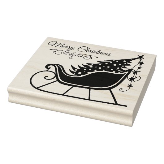 Frohe Weihnachten Sleigh Tree Holiday Gummistempel (Stempel)