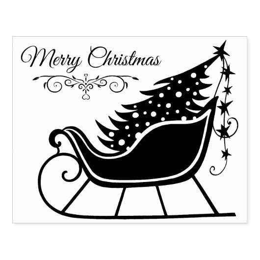 Frohe Weihnachten Sleigh Tree Holiday Gummistempel (Prägung)