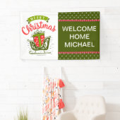 Frohe Weihnachten Sleigh Willkommen Zuhause Red Gr Banner (Insitu)