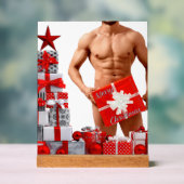 Frohe Weihnachten SlipperyJoe rot weiß Silber Gesc Acrylschild (Neutral)