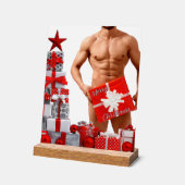 Frohe Weihnachten SlipperyJoe rot weiß Silber Gesc Acrylschild (Winkel)