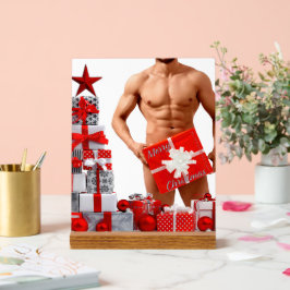 Frohe Weihnachten SlipperyJoe rot weiß Silber Gesc Acrylschild