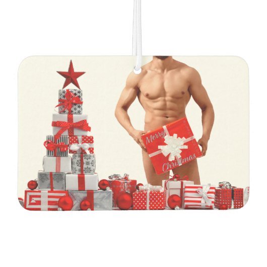 Frohe Weihnachten SlipperyJoe rot weiß Silber Gesc Autolufterfrischer (Vorderseite)