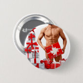 Frohe Weihnachten SlipperyJoe rot weiß Silber Gesc Button (Vorne & Hinten)