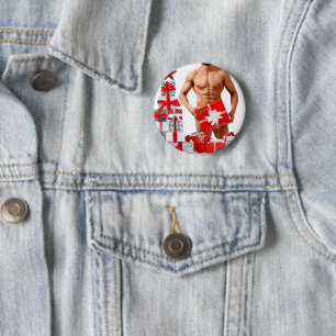 Frohe Weihnachten SlipperyJoe rot weiß silber Gesc Button