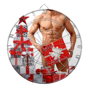 Frohe Weihnachten SlipperyJoe rot weiß silber Gesc Dartscheibe