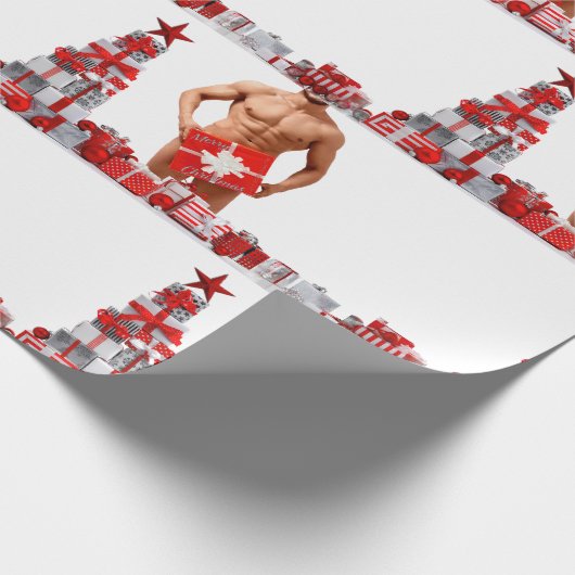 Frohe Weihnachten SlipperyJoe rot weiß Silber Gesc Geschenkpapier (Ecke)