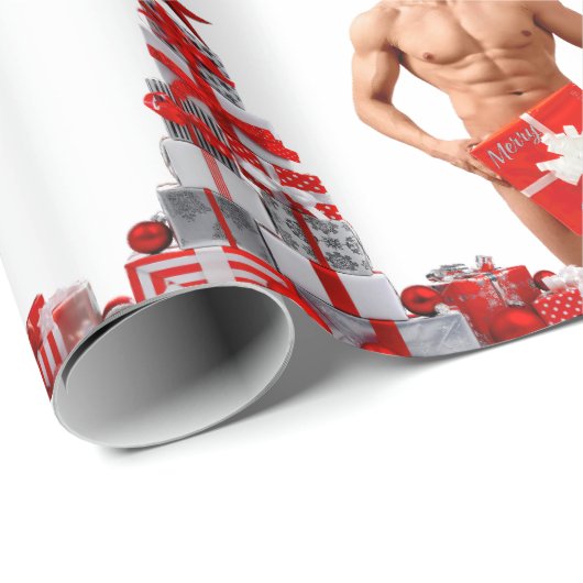 Frohe Weihnachten SlipperyJoe rot weiß Silber Gesc Geschenkpapier (Rolleneckpunkt)