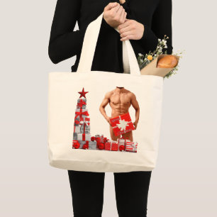Frohe Weihnachten SlipperyJoe rot weiß silber Gesc Jumbo Stoffbeutel
