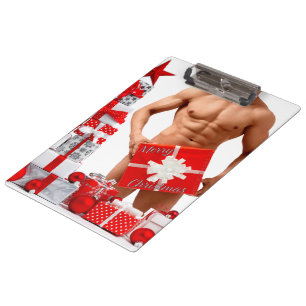 Frohe Weihnachten SlipperyJoe rot weiß silber Gesc Klemmbrett