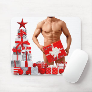 Frohe Weihnachten SlipperyJoe rot weiß silber Gesc Mousepad