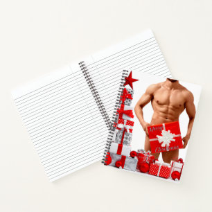 Frohe Weihnachten SlipperyJoe rot weiß silber Gesc Notizblock