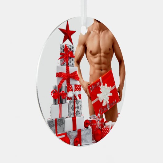 Frohe Weihnachten SlipperyJoe rot weiß Silber Gesc Ornament Aus Metall (Vorderseite Rechts)