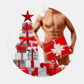 Frohe Weihnachten SlipperyJoe rot weiß Silber Gesc Ornament Aus Metall (Vorderseite)