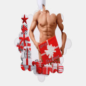 Frohe Weihnachten SlipperyJoe rot weiß Silber Gesc Ornament Karte (Linke Ecke)