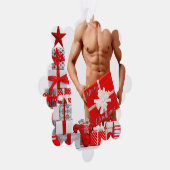 Frohe Weihnachten SlipperyJoe rot weiß Silber Gesc Ornament Karte (Rechts)