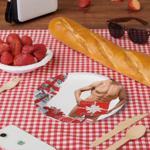 Frohe Weihnachten SlipperyJoe rot weiß silber Gesc Pappteller