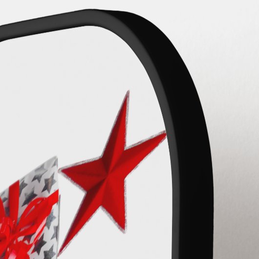 Frohe Weihnachten SlipperyJoe rot weiß Silber Gesc Pickleball Schläger (Linke Seite)