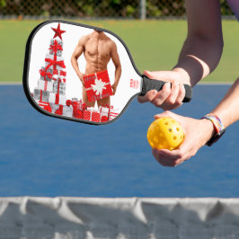 Frohe Weihnachten SlipperyJoe rot weiß Silber Gesc Pickleball Schläger