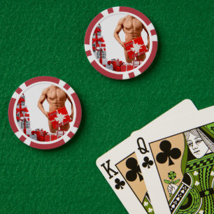 Frohe Weihnachten SlipperyJoe rot weiß silber Gesc Pokerchips