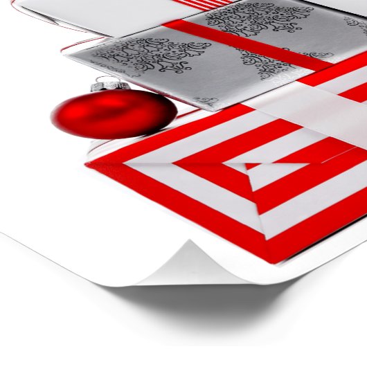 Frohe Weihnachten SlipperyJoe rot weiß Silber Gesc Poster (Ecke)