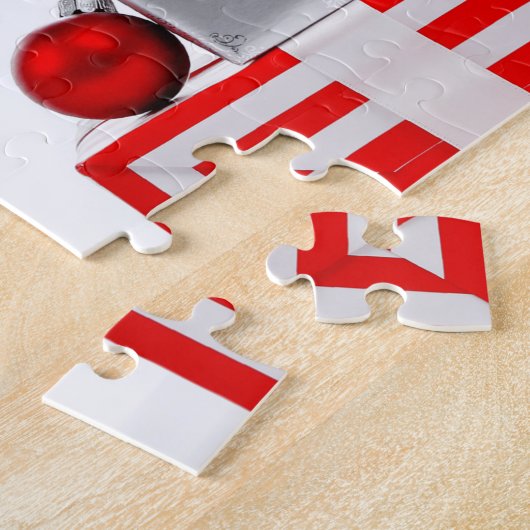 Frohe Weihnachten SlipperyJoe rot weiß Silber Gesc Puzzle (Seite)