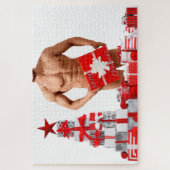 Frohe Weihnachten SlipperyJoe rot weiß Silber Gesc Puzzle (Vertikal)