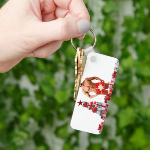 Frohe Weihnachten SlipperyJoe rot weiß silber Gesc Schlüsselanhänger