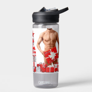 Frohe Weihnachten SlipperyJoe rot weiß silber Gesc Trinkflasche
