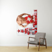 Frohe Weihnachten SlipperyJoe rot weiß Silber Gesc Wandteppich (Beispiel)