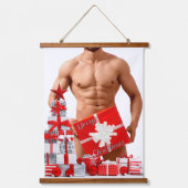 Frohe Weihnachten SlipperyJoe rot weiß Silber Gesc Wandteppich Mit Holzrahmen (Vorderseite)