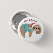Frohe Weihnachten Sloth Button (Vorne & Hinten)