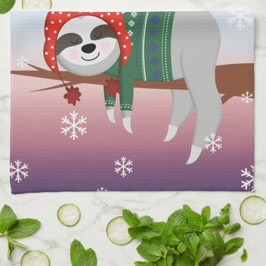 Frohe Weihnachten Sloth   Geschirrtuch (Gefaltet)